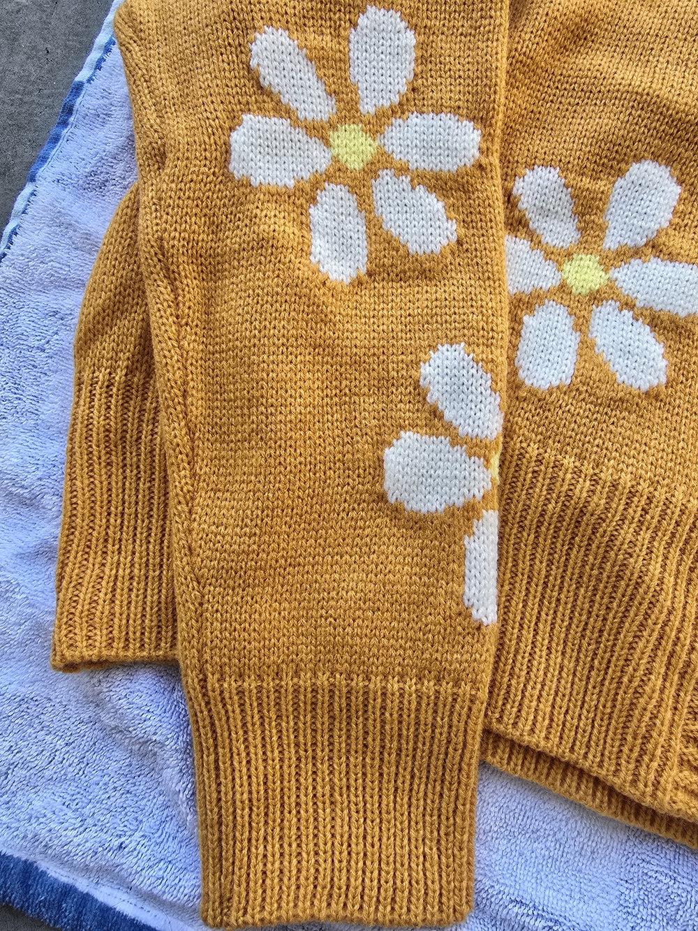 Mustard Floral V-Neck Button Cardigan Sweater - Picture 4 of 4